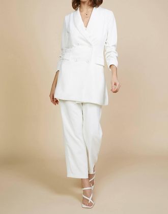 Skies Are Blue Clothing Tailored Double Breasted Blazer In White