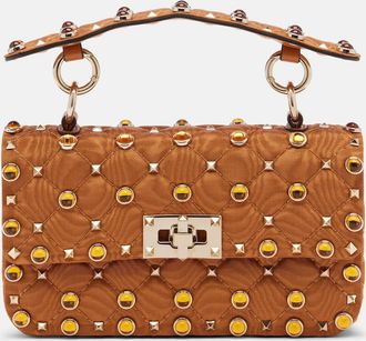 Valentino Garavani Rockstud Spike Small moir&eacute; top-handle bag
