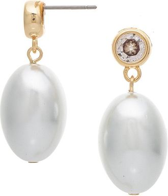 Rivka Friedman 18K Plated 5Mm Pearl Cz Earrings