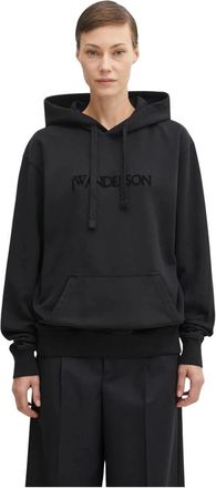 J.W.Anderson Logo Borduur Hoodie - Dames - Hoodies - Zwart - M - Katoen - Hoodies & sweatvesten