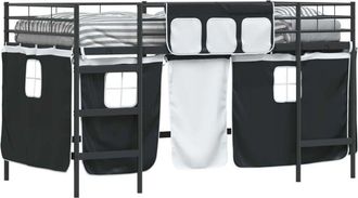 vidaXL KidsLoft Bed Frame with Curtains Black 80 x 200 cm vidaXL