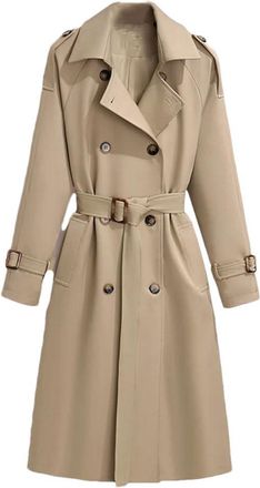 Generic Trench Coat For Women Double Breasted Coats And Jackets Winter Tie Waist Long Coat