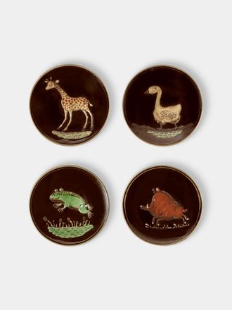 Poterie d'&Eacute;vires Animals Hand-Painted Ceramic Plates - 5.5in/14cm (Set of 4)