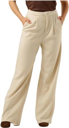Notre-V Stijlvolle Broek Nv-Ella - Dames - Wijde Broeken - Beige - S - Polyester - Broeken