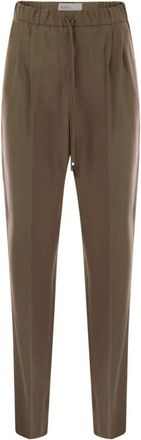 Max Mara Wollen Plooibroek - Dames - Broeken - Bruin - 3XS - Wol - Broeken