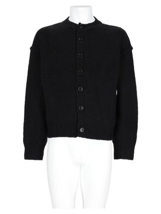 Our Legacy Ribbed Knit Black Wool Cardigan with Button-Up Front