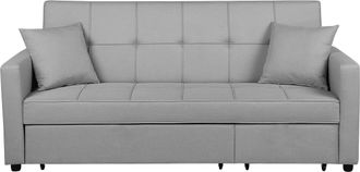Beliani Sof&aacute; Cama Tapizado Gris Con Funci&oacute;n De Dormir Estilo Moderno Glomma
