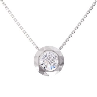 Diamond2Deal 14k White Gold 3 Ct Round Lab Grown Diamond Pendant Necklace 18 Chain VVS-VS, E-F