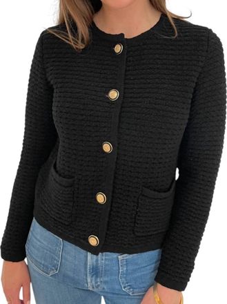 Elliott Lauren Top Priority Button Front Cardigan In Black