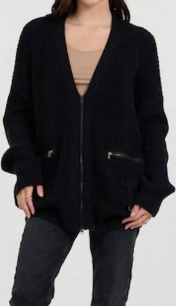 Vintage Havana Zip Front Utility Cardigan In Black