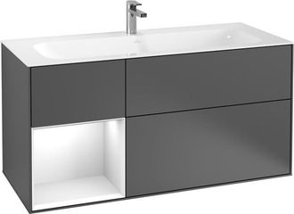 Villeroy & Boch Villeroy&boch - Finion, Muebles De Ba&ntilde;o, 1196 X 591 X 498 Mm, Angular, Con Estanter&iacute;a (iluminada), Modelo Suspendido, En Madera, Iluminaci&oacute;n Led, 1x L
