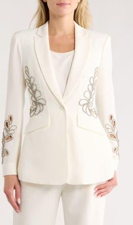 Cinq &agrave; Sept Cheyenne Rhinestone Paisley One-Button Blazer in Ivory at Nordstrom Rack, Size 00