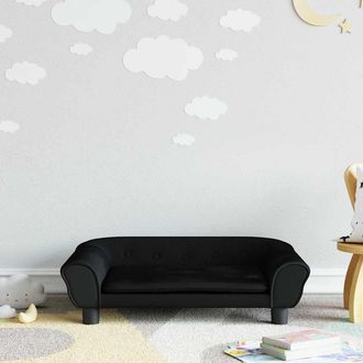 vidaXL Sof&aacute; Para Ni&ntilde;os De Terciopelo Negro 70x45x26 Cm Vidaxl