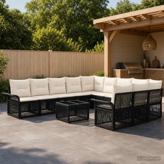 vidaXL Vidaxl Set Divano Da Giardino 12 Pz Nero Polyrattan