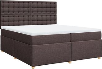 vidaXL Vidaxl - Cama Box Spring Con Colch&oacute;n Tela Marr&oacute;n Oscuro 200x200 Cm