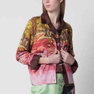 Versace Printed silk knit cardigan