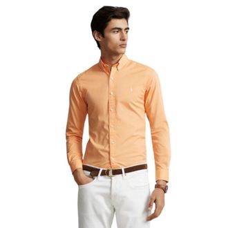 Polo Ralph Lauren Slim Fit Katoenen Twill Overhemd - Heren - Casual Overhemden - Oranje - L - Katoen - Overhemden