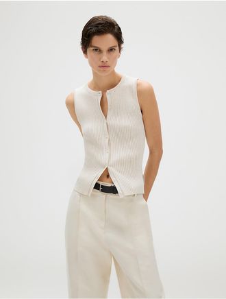 Calvin Klein Jeans Calvin Klein Womens Smooth Cotton Rib Sweater Tank - White - XS