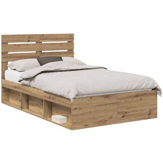 vidaXL Estructura De Cama Con Cabecera Roble Artesanal 120 X 200 Cm Vidaxl