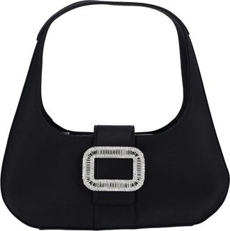 Roger Vivier Black Pilgrim Crystal Satin Shoulder Bag