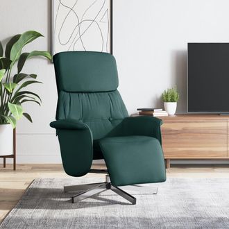 vidaXL Sill&oacute;n Reclinable Con Reposapi&eacute;s Tela Verde Oscuro Vidaxl