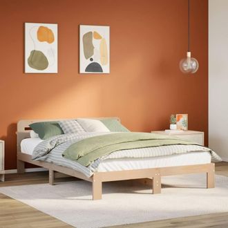 Berkfield Home Bed Frame without Mattress 160x200 cm Solid Wood Pine in Brown