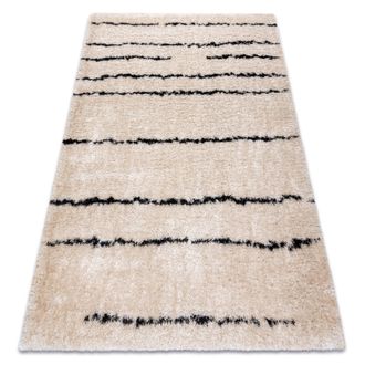 RugsX Rugsx - Alfombra Fluffy 2371 Shaggy Rayas - Crema / Antracita Beige 180x270 Cm