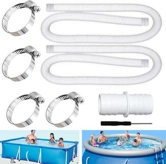 OEM Manguera De Repuesto Para Piscinas De 2 X 32 Mm Con 4 Conectores Met&aacute;licos, Manguera Para Piscina Duradera Y Flexible