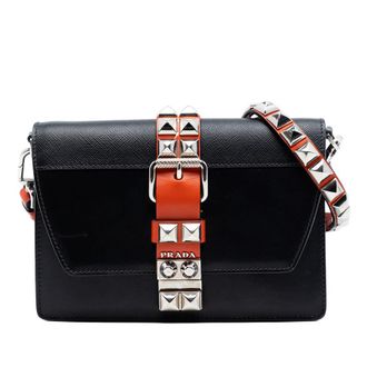 Prada Pre-owned Prada City Calfskin and Saffiano Studded Elektra Crossbody Ladies TE7V6TRHL1U543VM