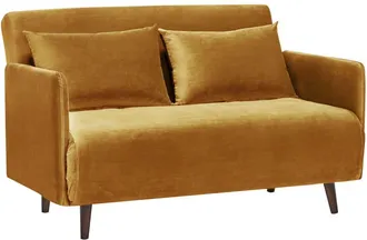 DRAWER Sofá cama de 2 plazas en terciopelo L120cm - amarillo mostaza
