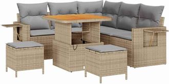 vidaXL Garden Sofa Set 9 pcs Beige and Light Grey Poly Rattan vidaXL