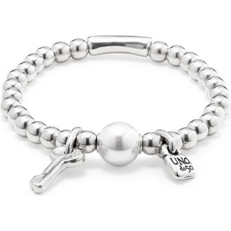 UNOde50 Luna Pearl and Charms Bracelet in Silver at Nordstrom, Size Medium