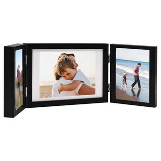 Berkfield Home Trifold Photo Frame Collage Black 28x18 cm+2x | Size: 28x18 cm