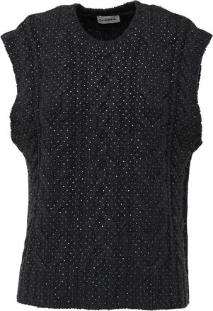 P.A.R.O.S.H. Ladybril Cable-knit Vest - Dames - Ronde hals truien - Grijs - M - Wol - Truien & Vesten