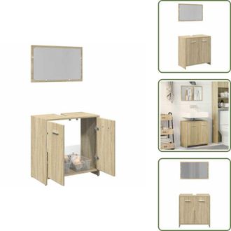 vidaXL Truciolato - vidaXL Set Mobili da Bagno 2 pz Rovere Sonoma in Legno Multistrato - Rovere sonoma