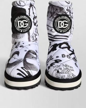 Dolce & Gabbana quilted logo print mid calf boots