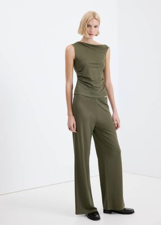Mango Top asimmetrico collo drappeggiato kaki - Donna - M - MANGO