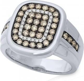 Allurez 1.17ct 14k White Gold White & Champagne Diamond Mens Ring
