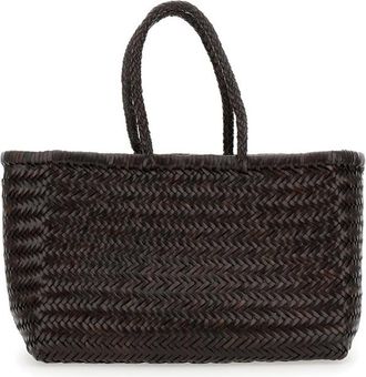 Dragon Diffusion bamboo Triple Jump Brown Tote Bag In Woven Leather