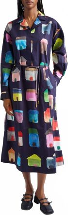 Stine Goya House Print Cotton Shirtdress In Refugious