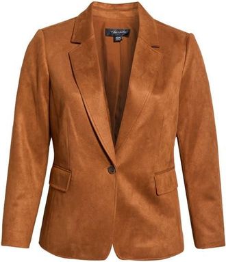 Tahari by ASL Faux Suede Blazer in Luggage at Nordstrom, Size 16W