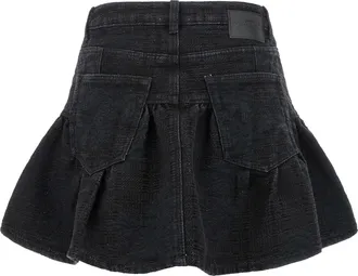 Ganni Lurex Denim Skirt - Black