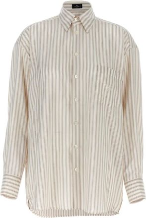 Etro Overhemden, Dames, Veelkleurig, S, Gestreepte zijden blouse