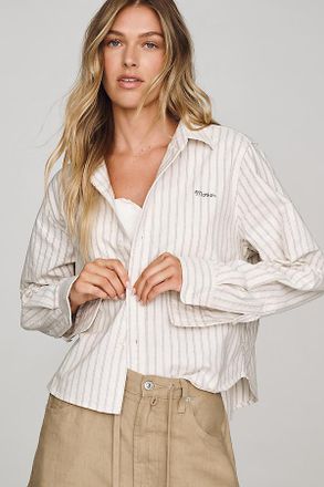 Mother The Cropped Bestie 100% Cotton Buttondown Shirt