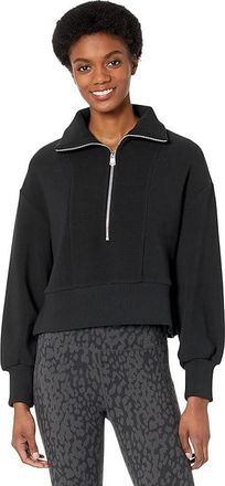 Varley Ramona 1/2 Zip Womens Clothing Black : XS, Cotton/Polyester/Elastane