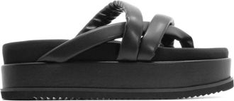 Roam Asymmetrical Stack Sandals In Black