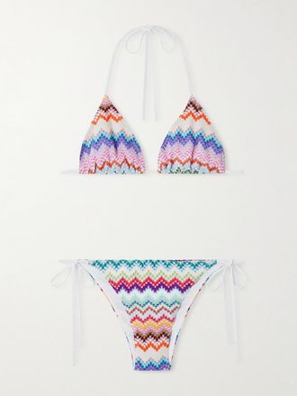 Missoni Bikini A Triangolo In Maglia Crochet Metallizzata A Righe Mare - Multicolore
