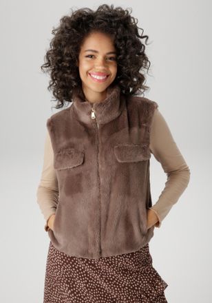 Aniston Pl&uuml;schweste ANISTON CASUAL, Damen, Gr. 42, braun, Web, Obermaterial: 100% Polyester. Futter: 100% Polyester, leicht gl&auml;nzend, unifarben, l&auml;ssig geschn