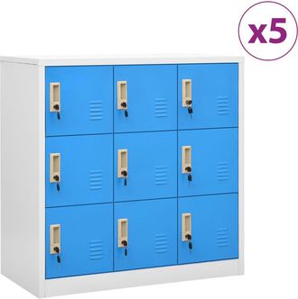 vidaXL Vidaxl - Armarios Taquilla 5 Uds Acero Gris Claro Y Azul 90x45x92,5 Cm