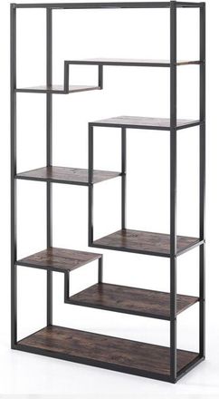 Oresteluchetta Estanter&iacute;a Industrial Metal Negro Y Estantes De Madera 160 Cm Eugene